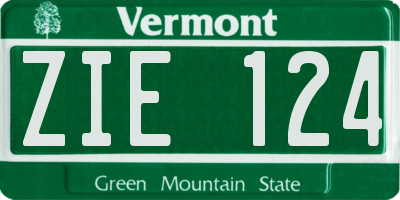 VT license plate ZIE124