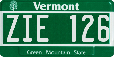 VT license plate ZIE126