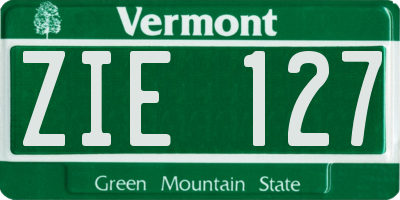 VT license plate ZIE127