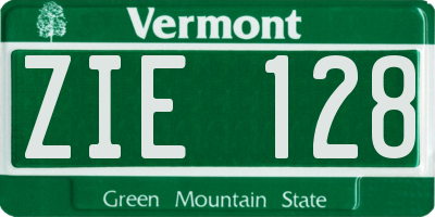 VT license plate ZIE128