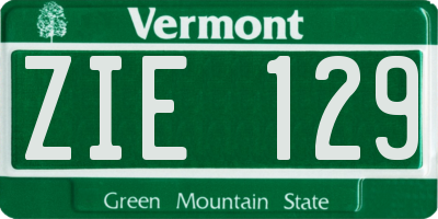 VT license plate ZIE129