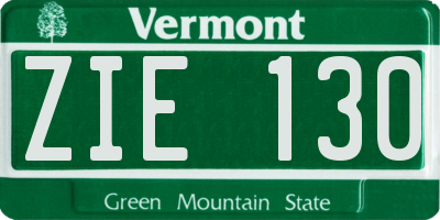VT license plate ZIE130