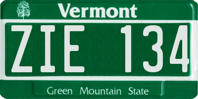VT license plate ZIE134