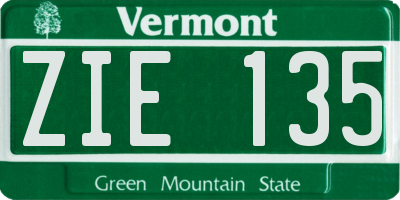 VT license plate ZIE135