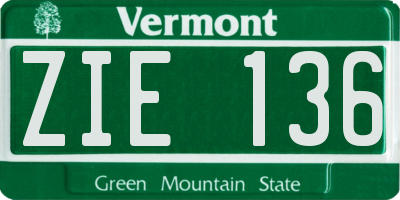 VT license plate ZIE136