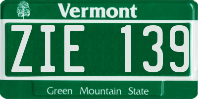 VT license plate ZIE139
