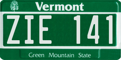 VT license plate ZIE141