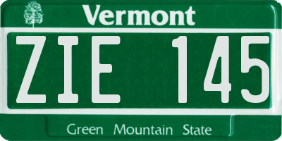 VT license plate ZIE145