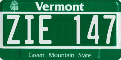 VT license plate ZIE147