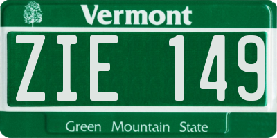 VT license plate ZIE149