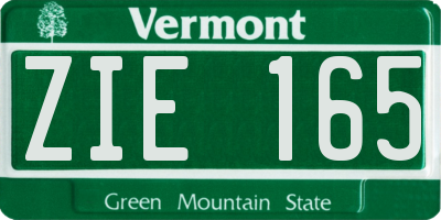 VT license plate ZIE165