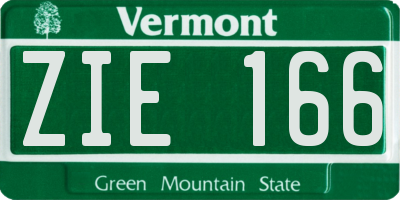 VT license plate ZIE166