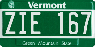 VT license plate ZIE167