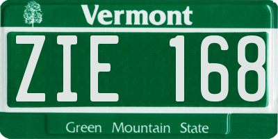 VT license plate ZIE168
