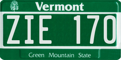 VT license plate ZIE170