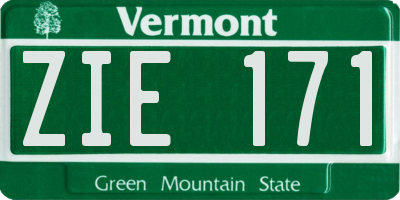 VT license plate ZIE171