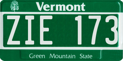 VT license plate ZIE173