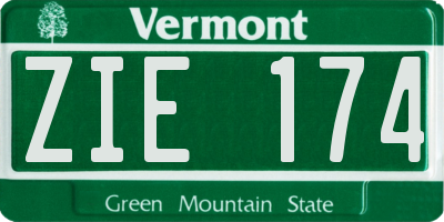 VT license plate ZIE174