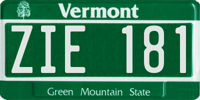 VT license plate ZIE181