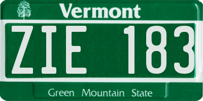 VT license plate ZIE183