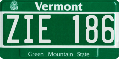 VT license plate ZIE186
