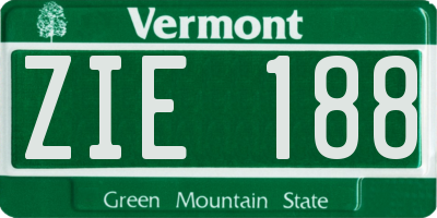 VT license plate ZIE188