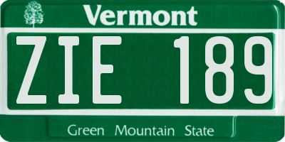 VT license plate ZIE189