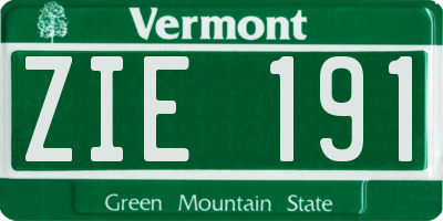 VT license plate ZIE191