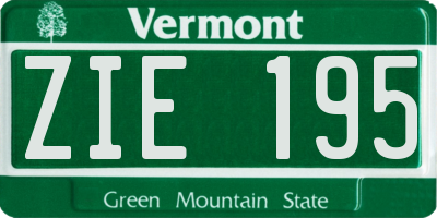 VT license plate ZIE195
