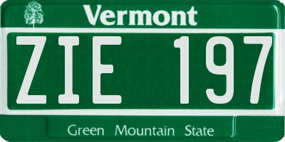 VT license plate ZIE197
