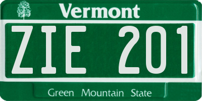 VT license plate ZIE201