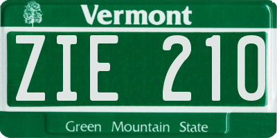 VT license plate ZIE210