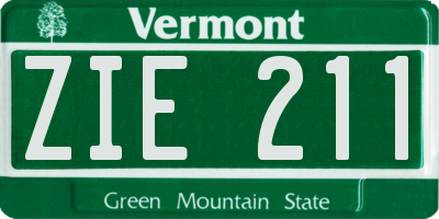 VT license plate ZIE211