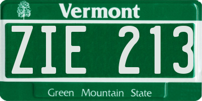 VT license plate ZIE213