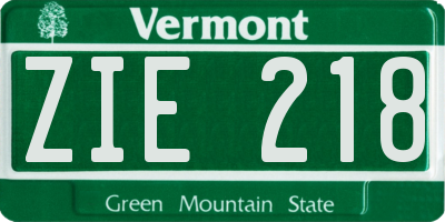 VT license plate ZIE218