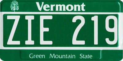 VT license plate ZIE219