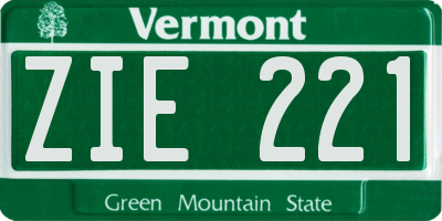 VT license plate ZIE221