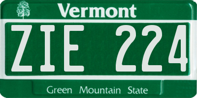VT license plate ZIE224