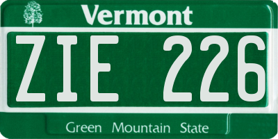 VT license plate ZIE226