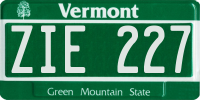 VT license plate ZIE227