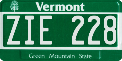 VT license plate ZIE228