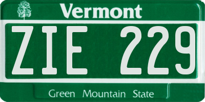 VT license plate ZIE229