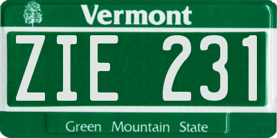 VT license plate ZIE231
