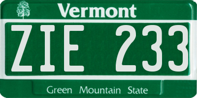 VT license plate ZIE233