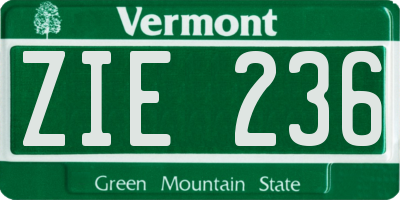 VT license plate ZIE236