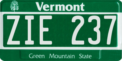 VT license plate ZIE237