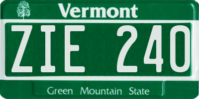 VT license plate ZIE240