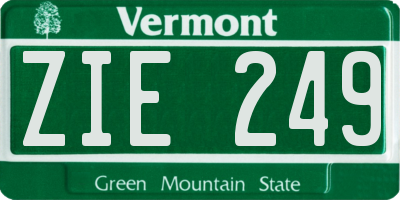 VT license plate ZIE249