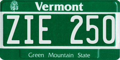 VT license plate ZIE250