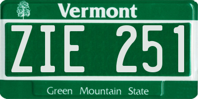 VT license plate ZIE251